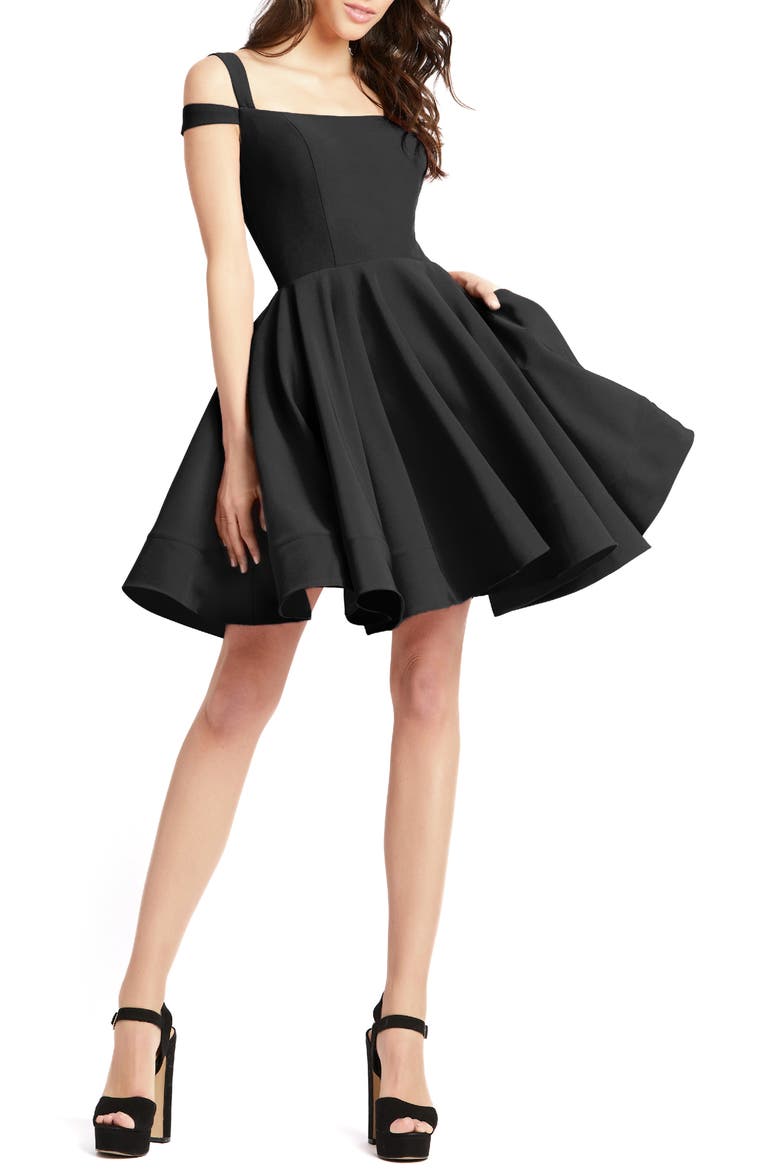 Cold Shoulder Cocktail Dress, Main, color, BLACK