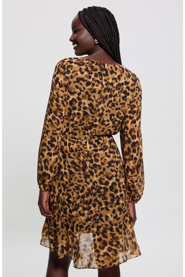 Kaleen Leopard Print Long Sleeve Minidress, Alternate, color, FAST AND FIERCE LEOPARD PRINT