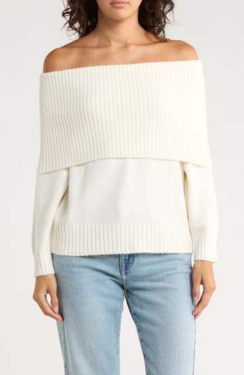 Abound Off The Shoulder Sweater In White
