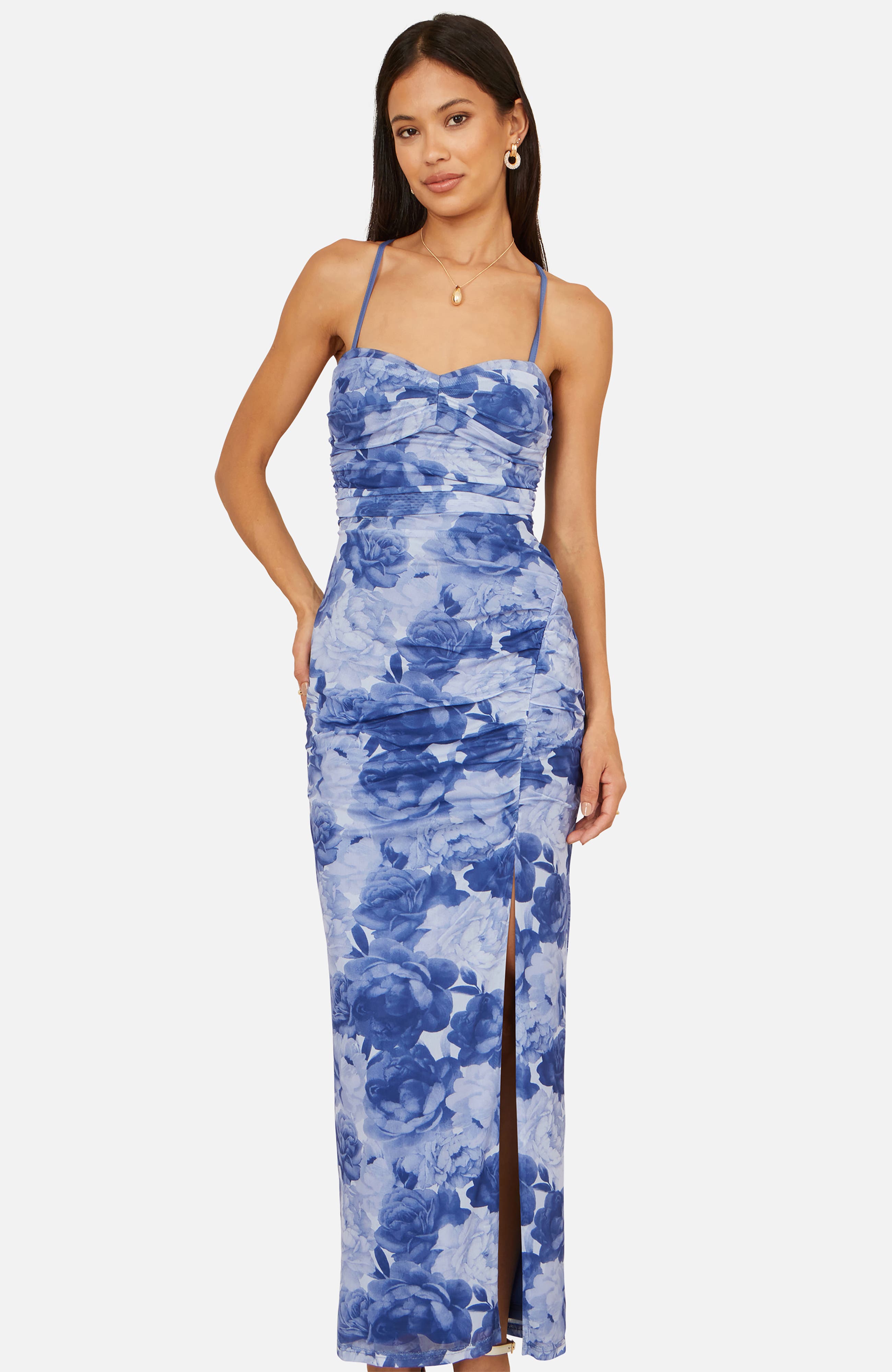 Mesh Ruched Midi Dress