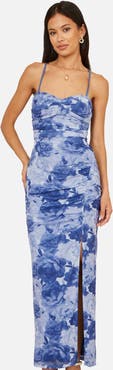 Yumi Mesh Ruched Midi Dress