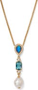 Nadri Blue Lagoon Cubic Zirconia & Freshwater Pearl Pendant Necklace
