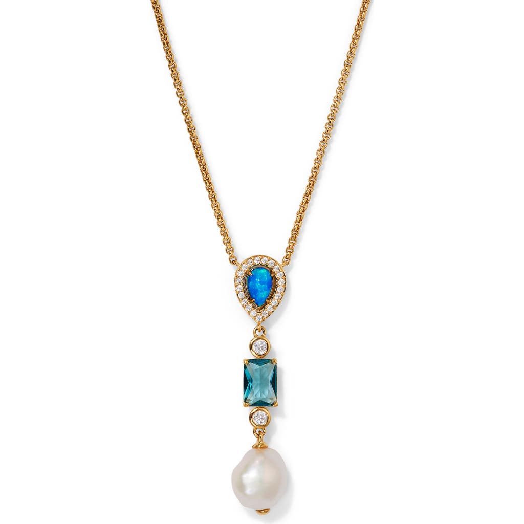 NADRI NADRI BLUE LAGOON CUBIC ZIRCONIA & FRESHWATER PEARL PENDANT NECKLACE