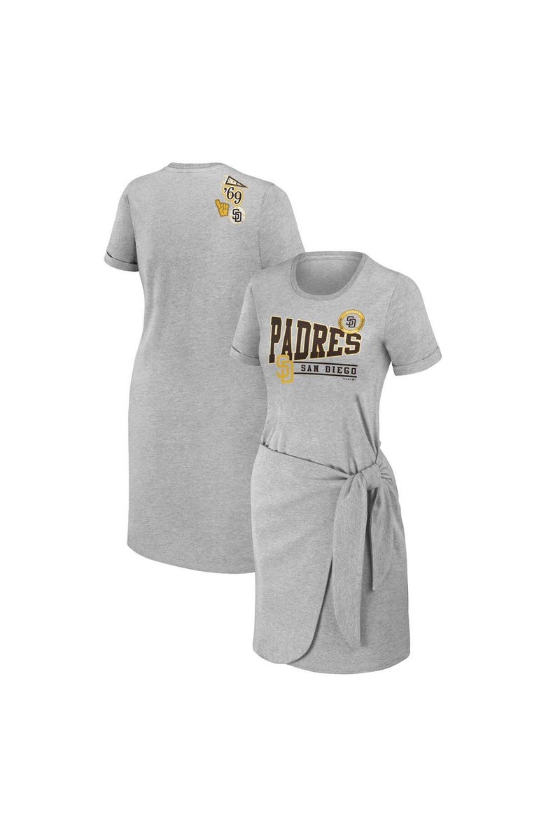 WEAR by Erin Andrews Women's WEAR by Erin Andrews Heather Gray San Diego Padres  Knotted T-Shirt Dress, Main, color, 