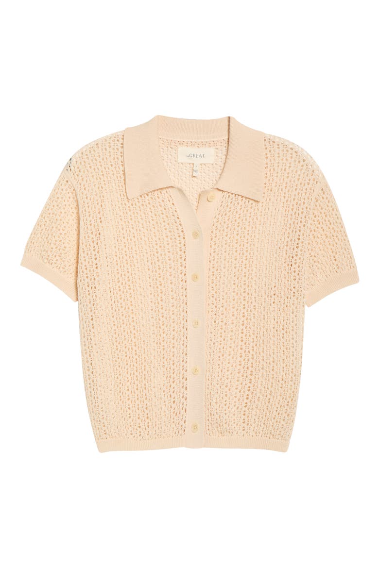 Open Stitch Short Sleeve Cotton Sweater, Main, color, NATURAL