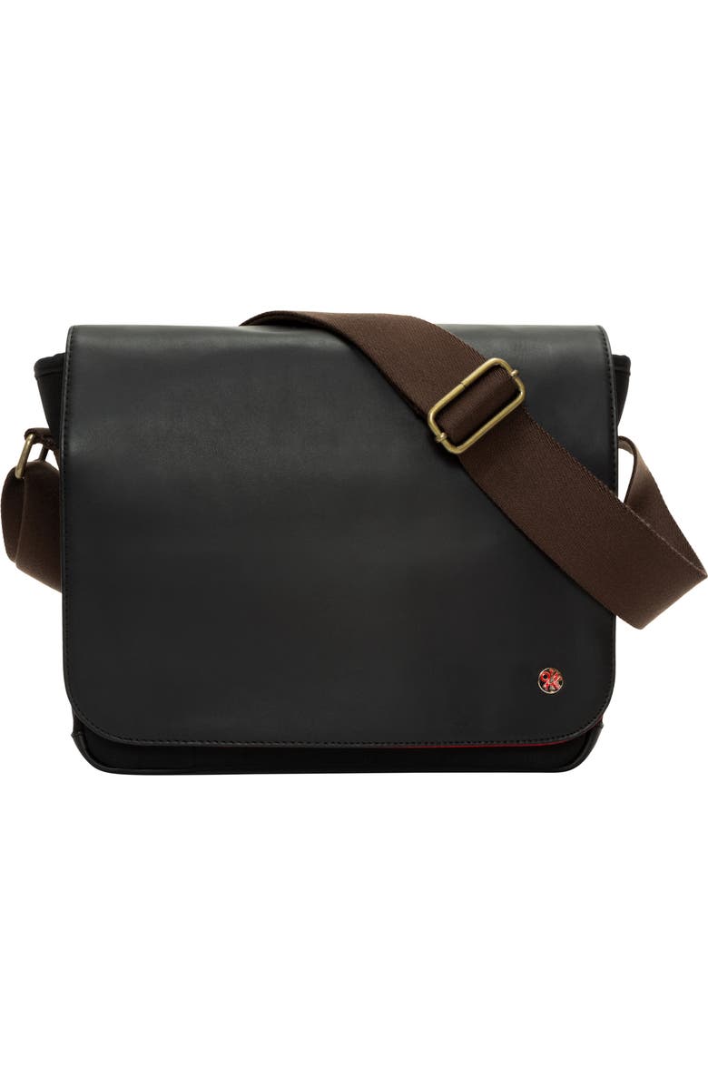 Manhattan Portage Waxed Nylon Sheridan Messenger Bag, Main, color, Black
