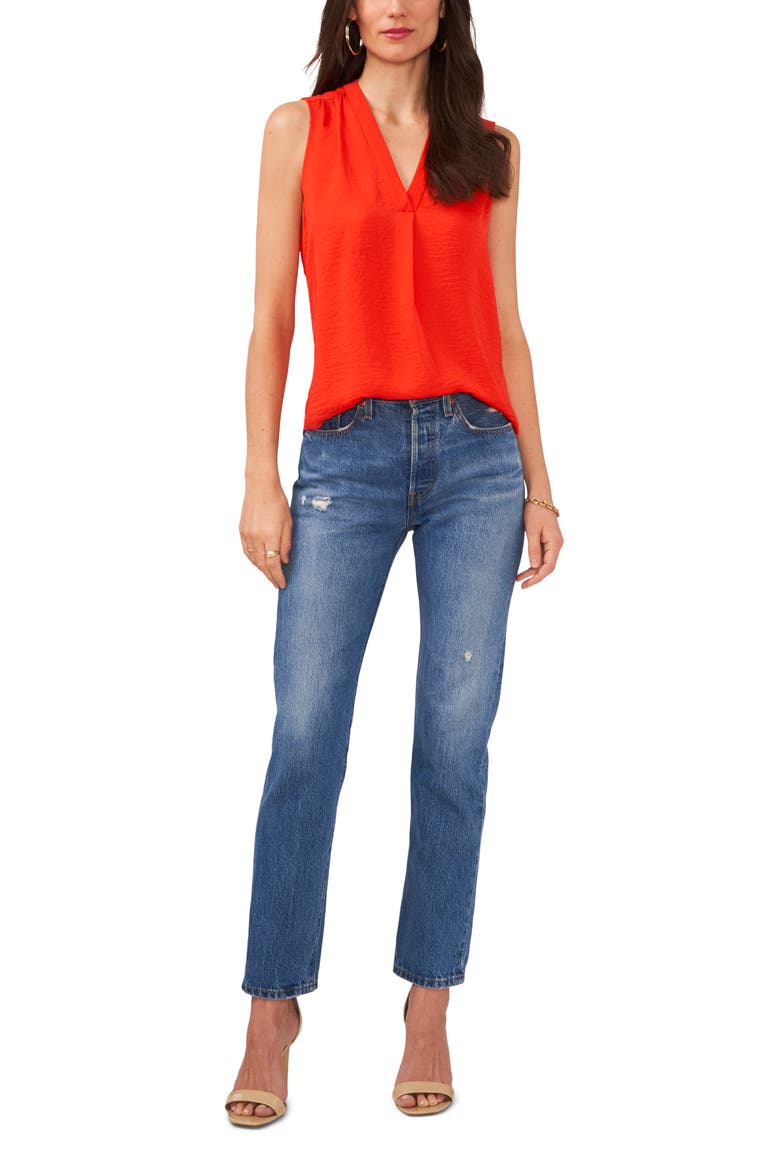Rumpled Satin Blouse, Alternate, color, FIERY RED