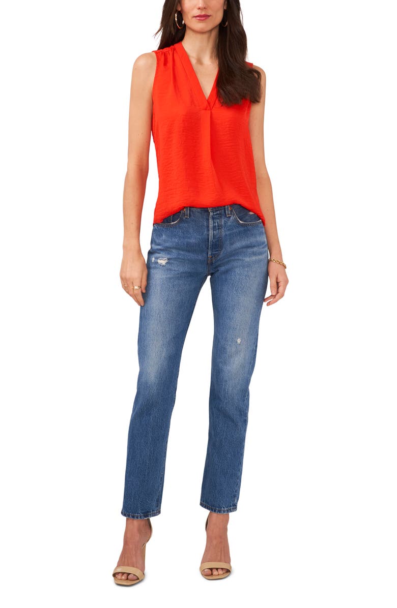 Vince Camuto Rumpled Satin Blouse, Alternate, color, Fiery Red