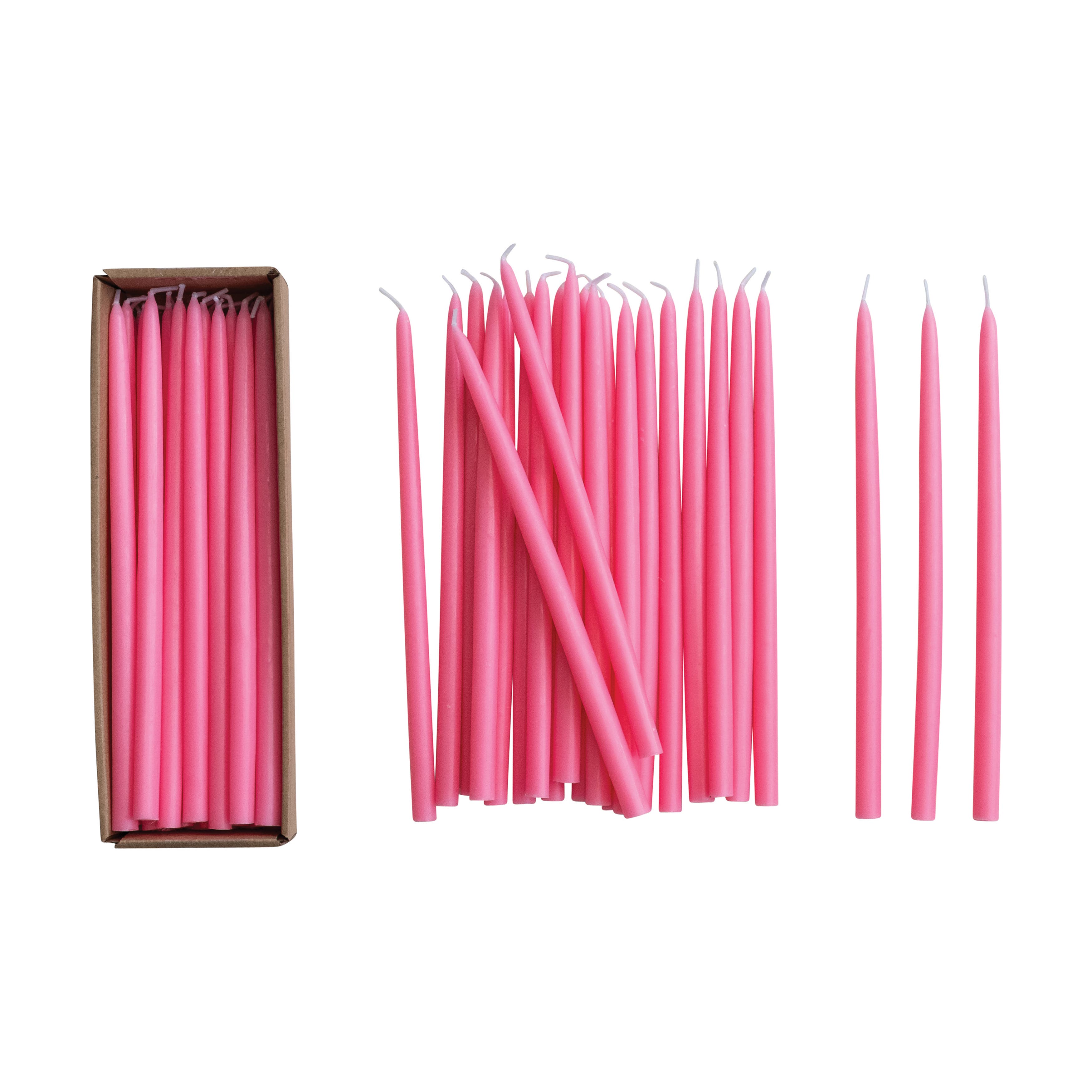 Storied Home 24-piece Unscented Thin Taper Candles In Pink