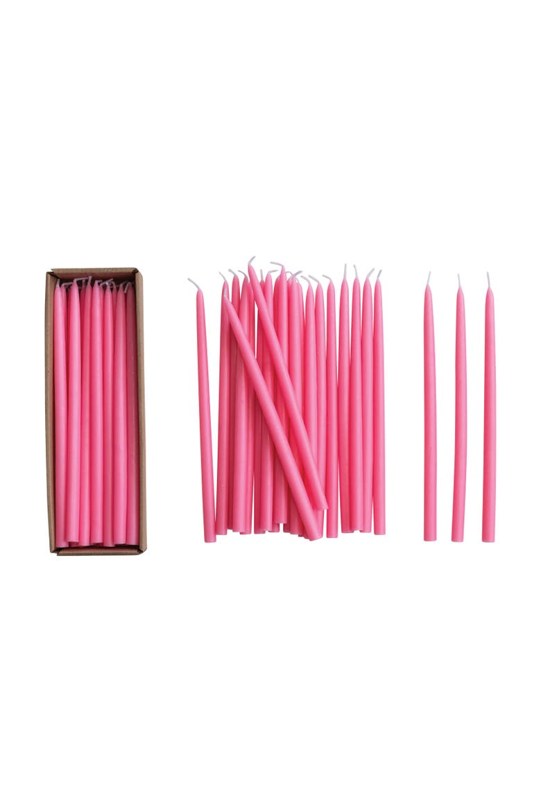 24-Piece Unscented Thin Taper Candles in Box, Pink, Main, color, Pink