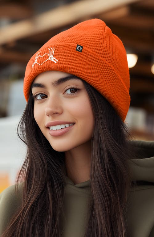 Dalix Heart Of Bones Beanie In Neon Orange