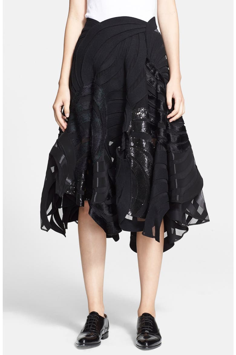 Melton Wool Blend Midi Skirt, Main, color, BLACK