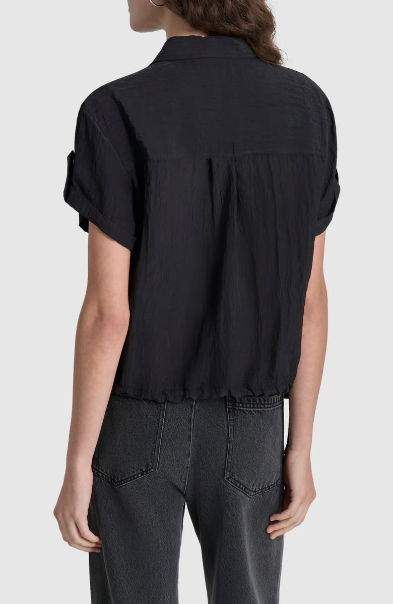 DKNY Crinkle Drawstring Hem Button-Up Shirt, Alternate, color, 