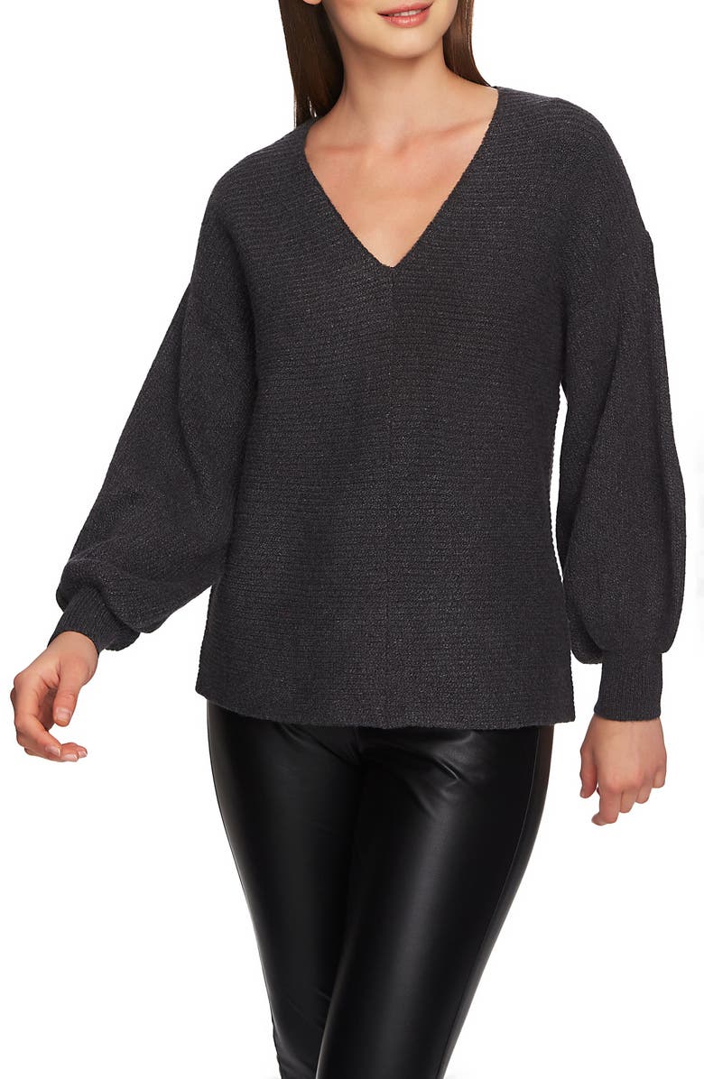 1.STATE Blouson Sleeve V-Neck Sweater, Main, color,