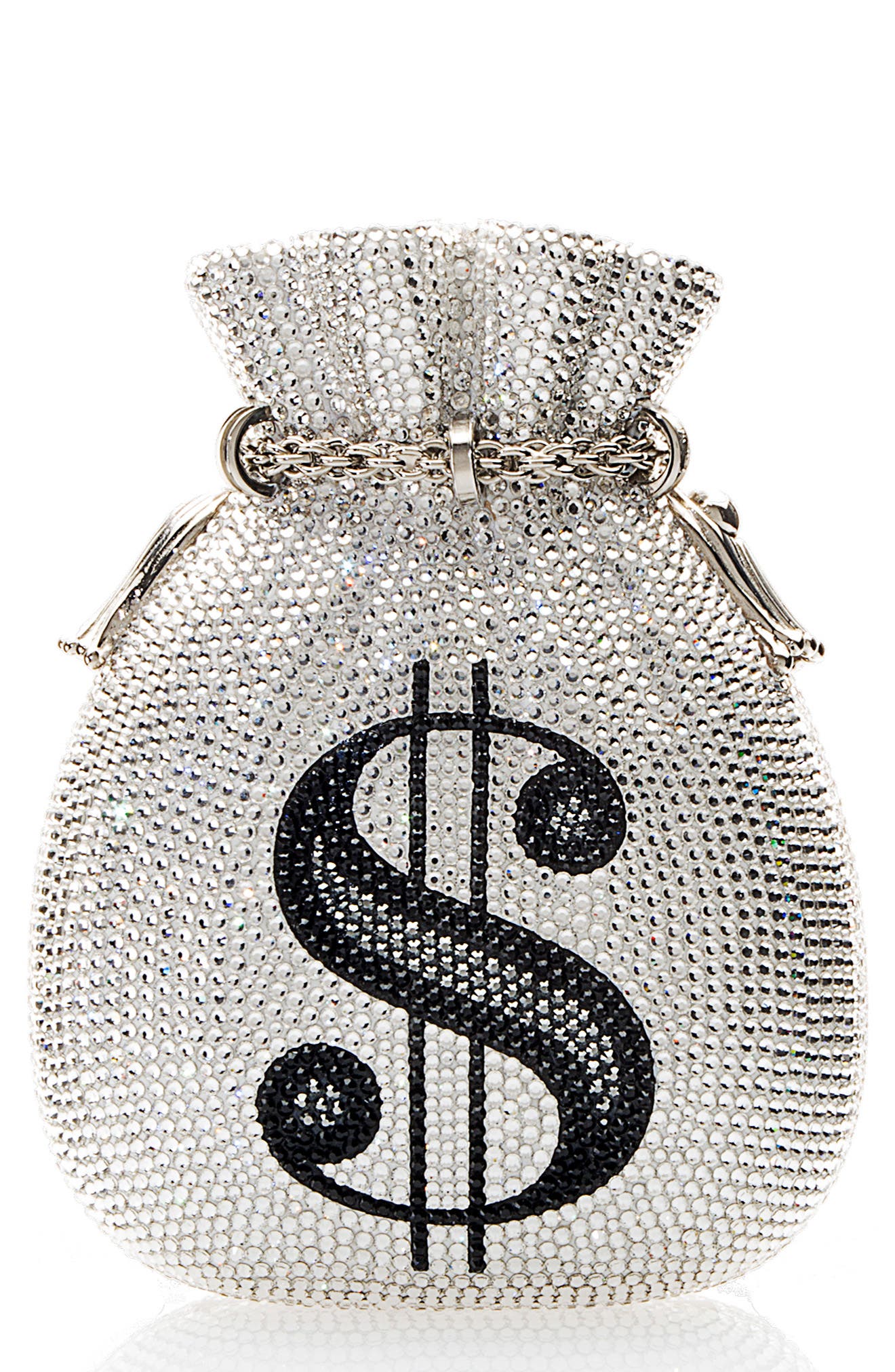 JUDITH LEIBER COUTURE Money Bags Crystal Embellished Pouch Bag, Main, color, 