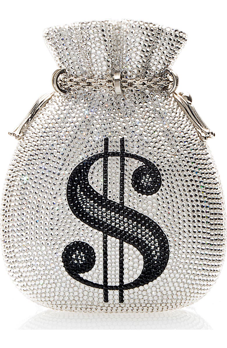 JUDITH LEIBER COUTURE Money Bags Crystal Embellished Pouch Bag, Main, color,