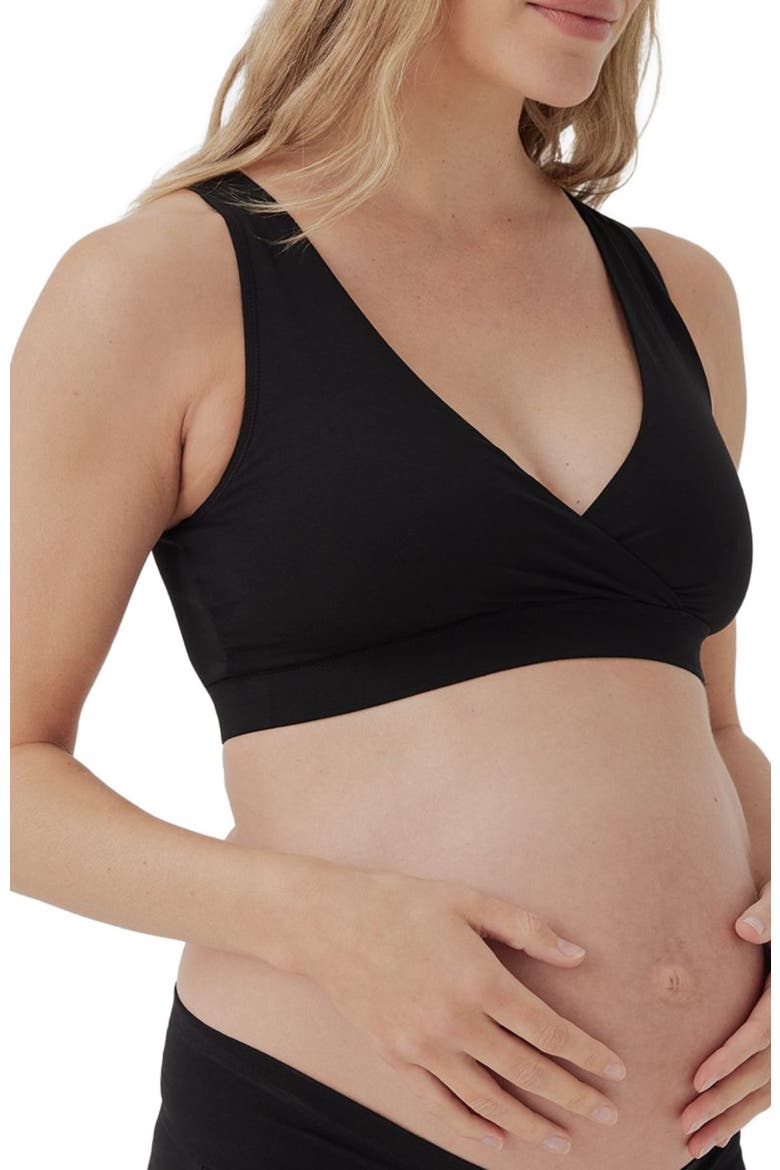 Organic Cotton Maternity Nursing Bralette, Alternate, color, Black