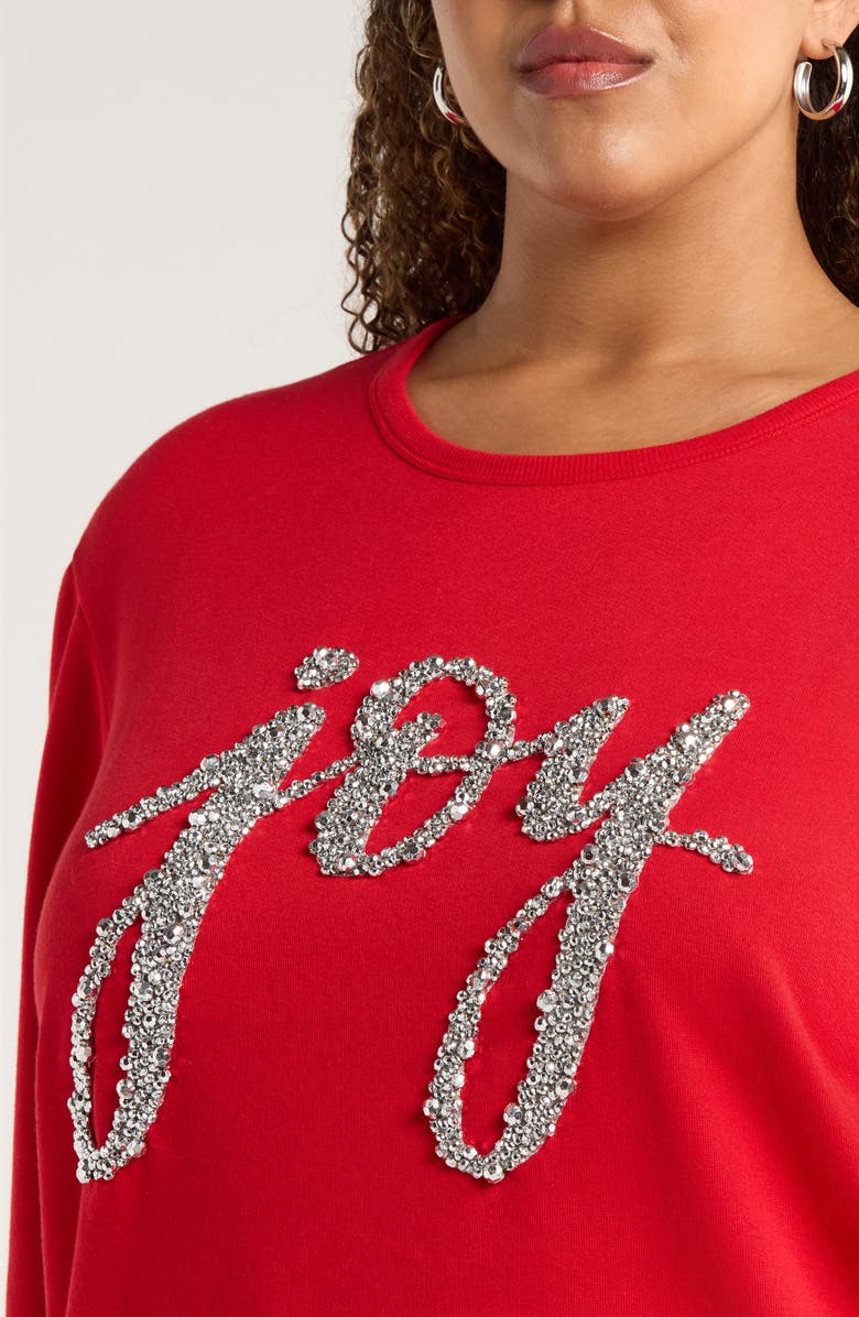 Caslon<sup>®</sup> Joy Embellished Cotton Blend Sweatshirt, Alternate, color, Red Silver Joy