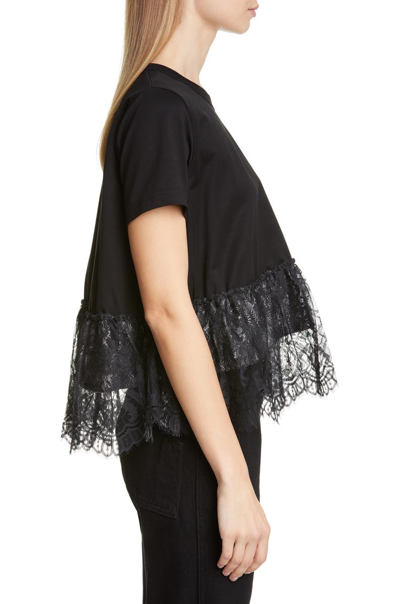Noir Kei Ninomiya Foil Lace Hem Tee, Alternate, color, 
