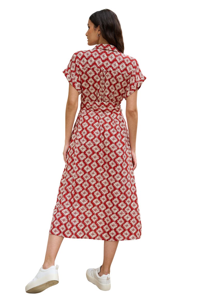 Belted Midi Shirt Dress, Alternate, color, Red