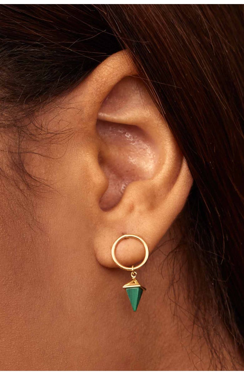 Oradina 14K Gold Prism Point Drop Earrings, Alternate, color, Gold - Black Onyx