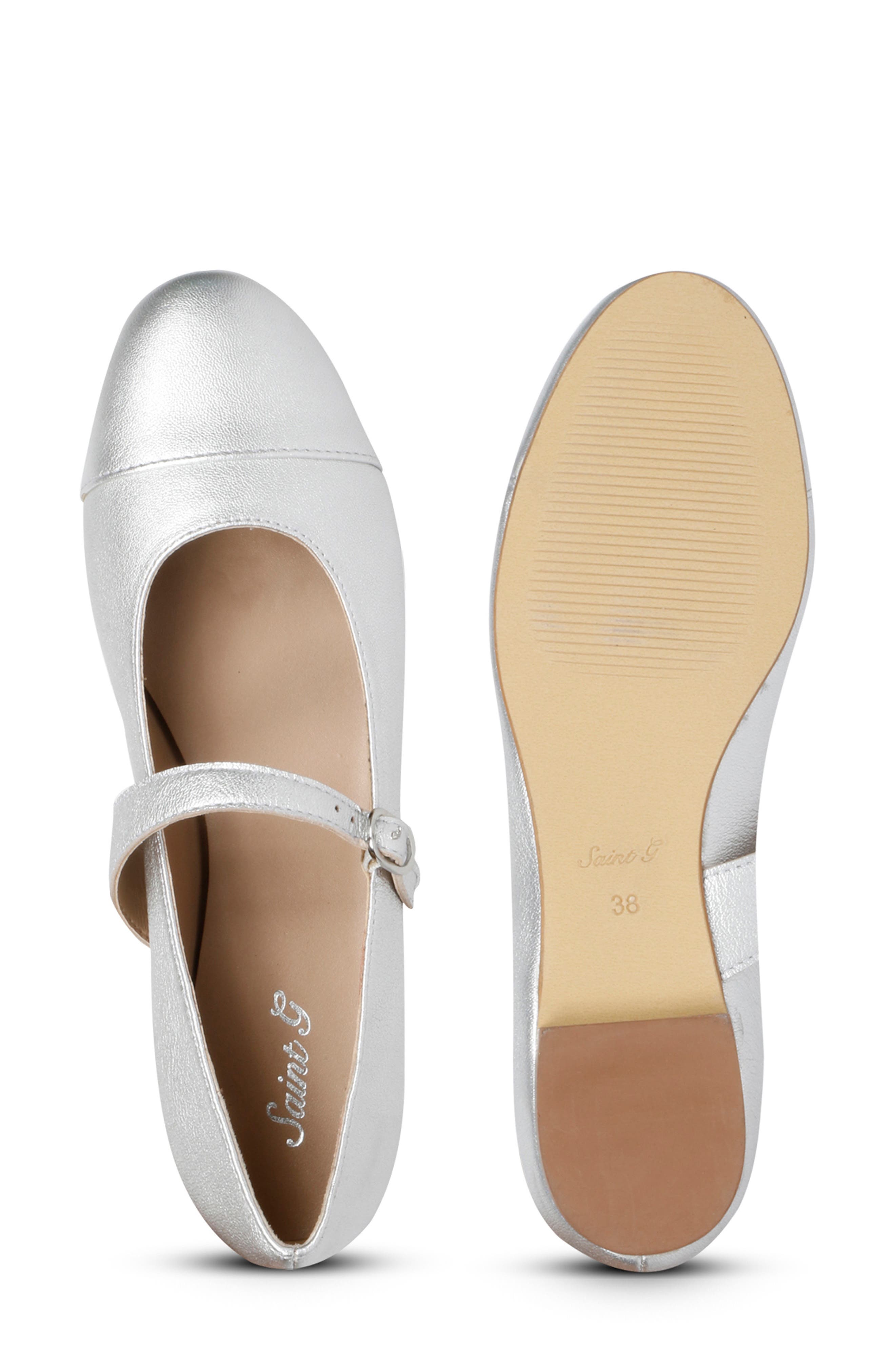SAINT G Garlen Mary Jane Cap Toe Flat, Alternate, color, Silver