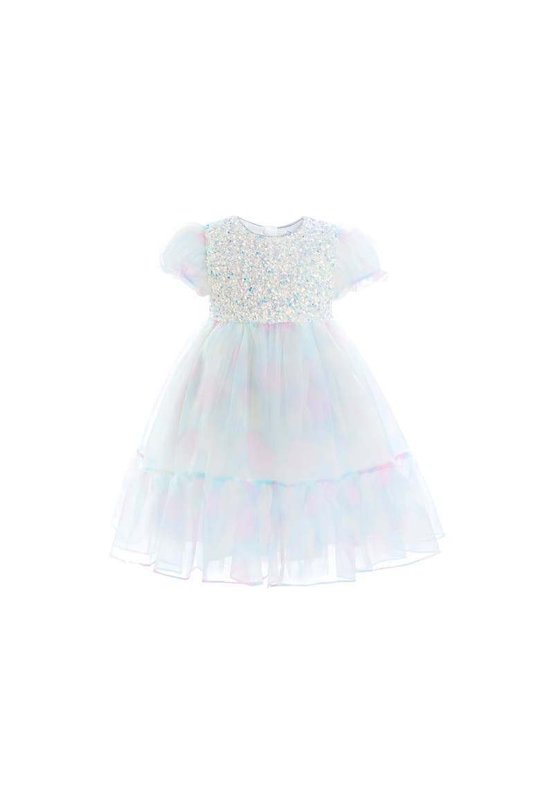 Sequin Color Bloom Dress, Alternate, color, Blue