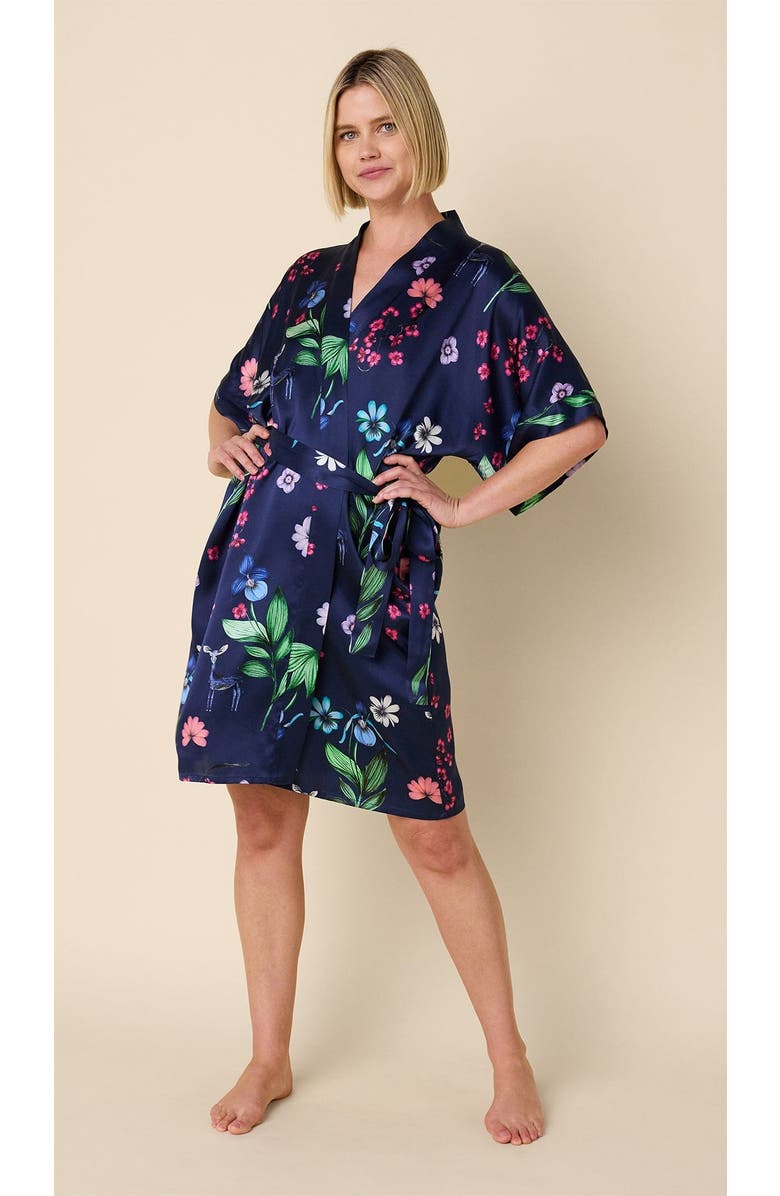 The Cat's Pajamas Silk Kimono Robe, Main, color, Deerly