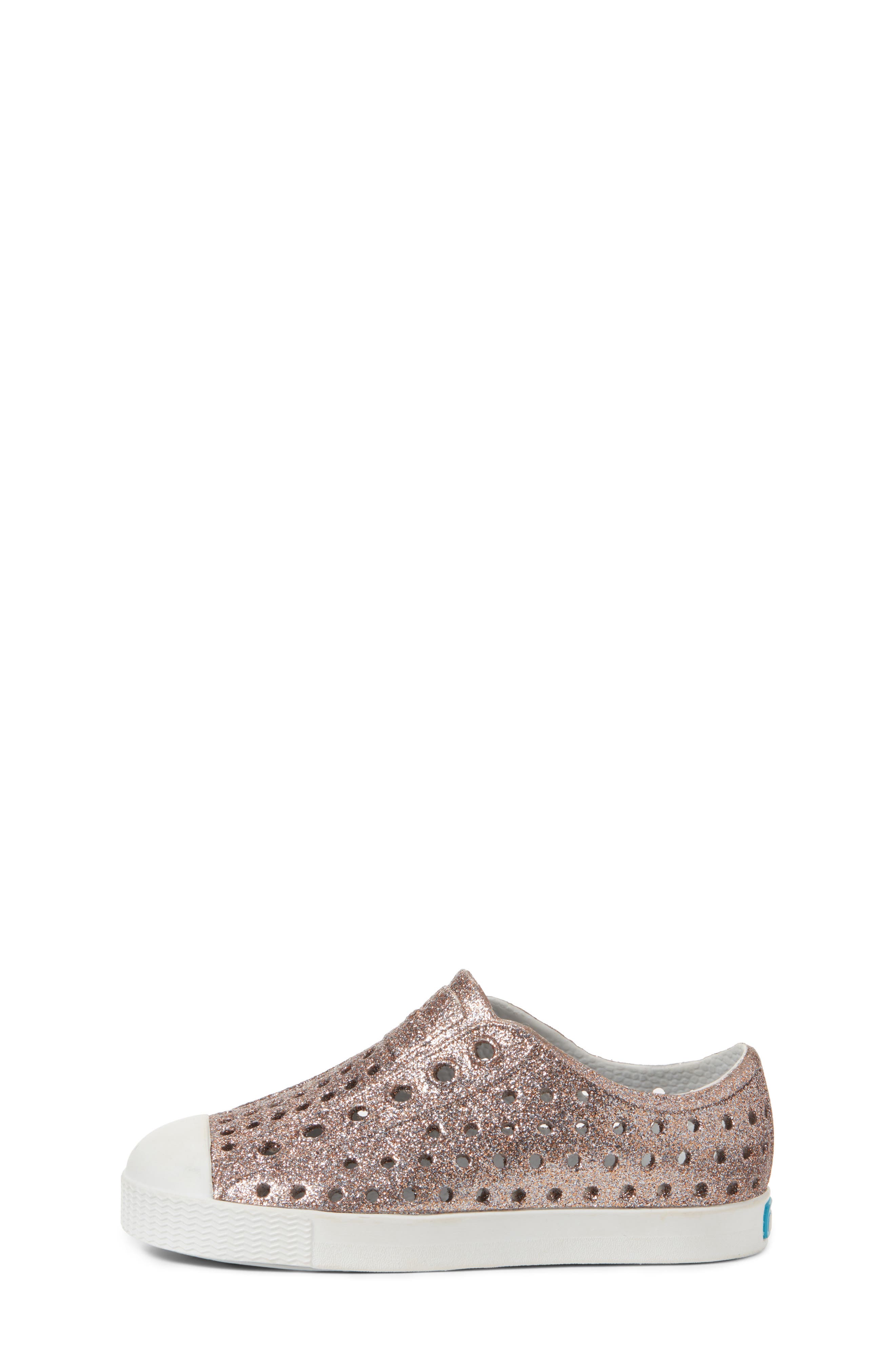 Native Shoes Jefferson Bling Glitter Slip-On Sneaker, Alternate, color, Metallic Bling/ Shell White