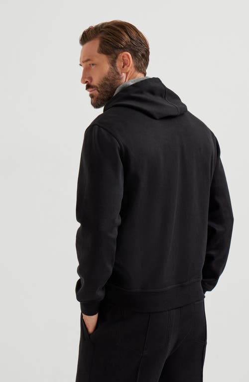 Brunello Cucinelli Cotton-blend Zip-up Hoodie In Black