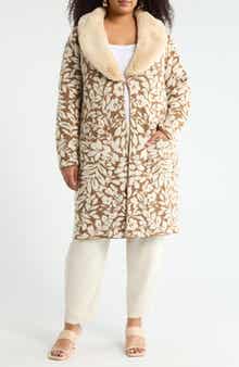 DR2 by Daniel Rainn Faux Fur Collar Sweater Coatigan