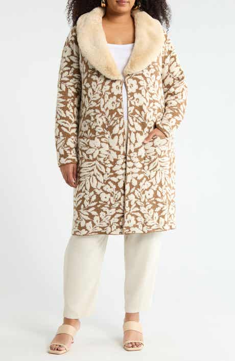 DR2 by Daniel Rainn Faux Fur Collar Sweater Coatigan