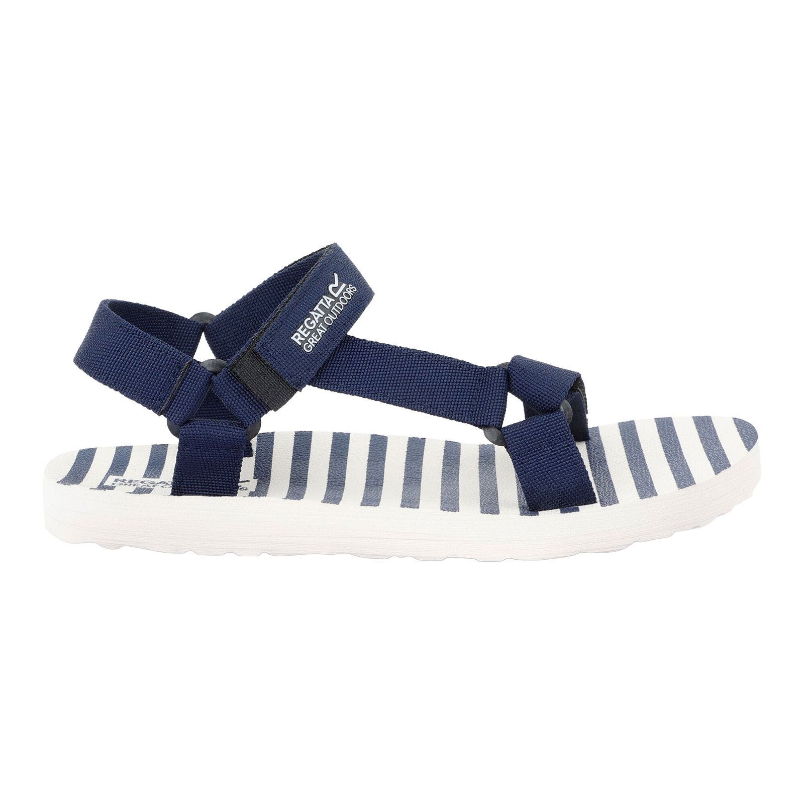 Lady Vendeavour Striped Sandals, Alternate, color, Navy and Navy