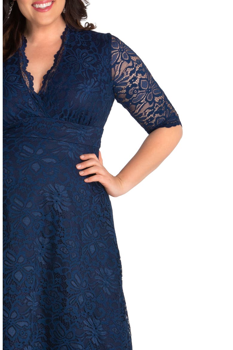 Mademoiselle Lace A-Line Dress, Alternate, color, NAVY BLUE