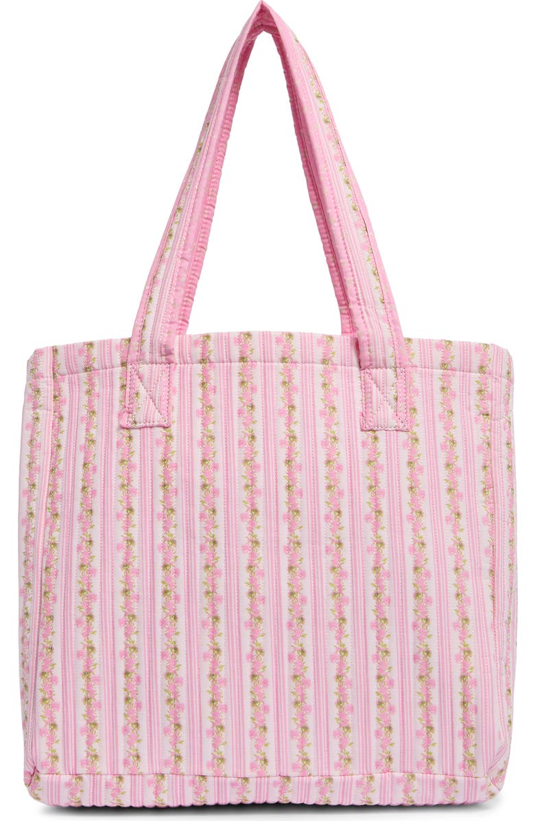 Madden Girl Floral Quilted Tote Bag with Pouch, Main, color, Pink Floral