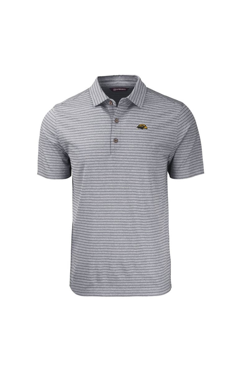 Cutter & Buck Men's Cutter & Buck Heather Black Southern Miss Golden Eagles Big & Tall Forge Eco Heather Stripe Stretch Recycled Polo, Alternate, color,