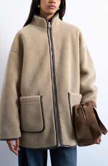 Topshop Longline Faux Shearling Jacket