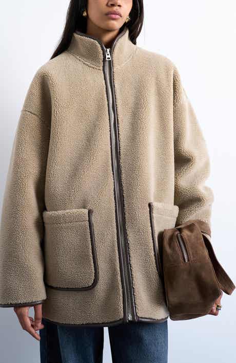 Topshop Longline Faux Shearling Jacket