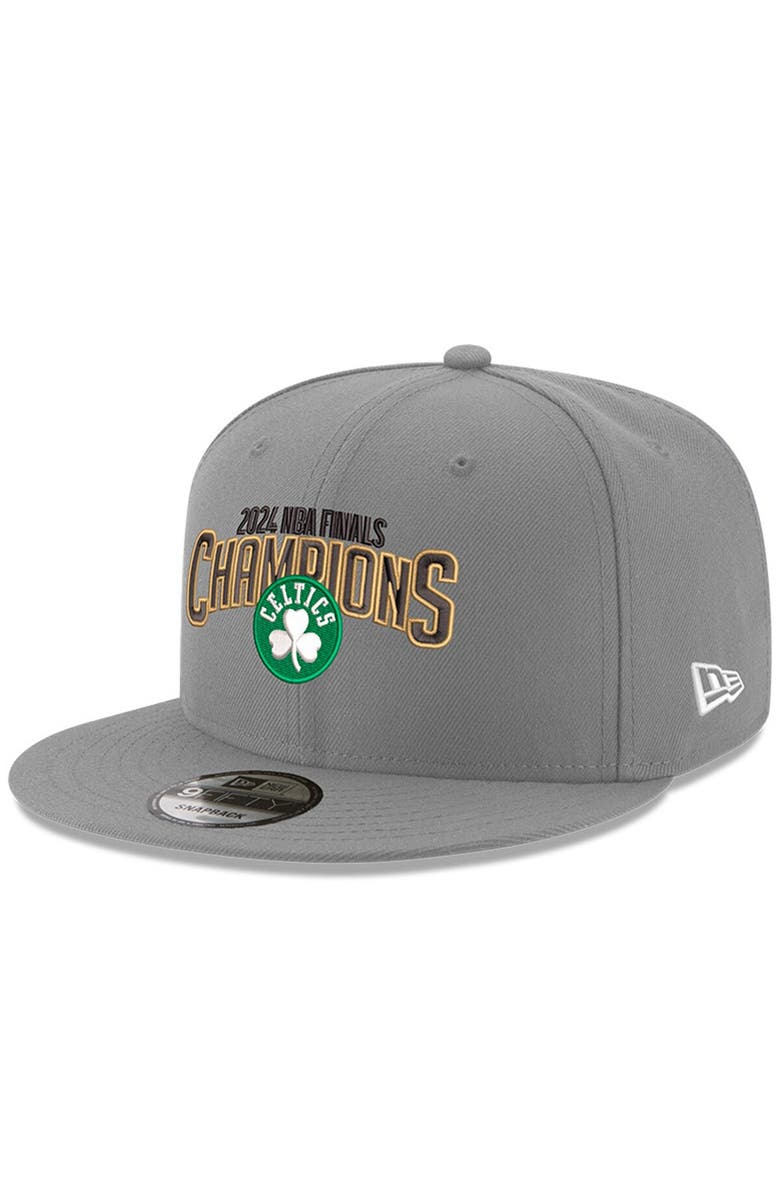 New Era Men's New Era Gray Boston Celtics 2024 NBA Finals Champions Arched 9FIFTY Snapback Hat, Main, color,