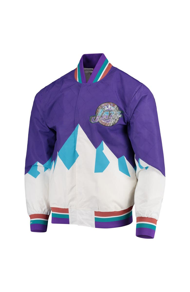 Mitchell & Ness Men's Utah Jazz Purple Mitchell & Ness Hardwood Classics 75th Anniversary Authentic Warmup Full-Snap Jacket, Alternate, color, 