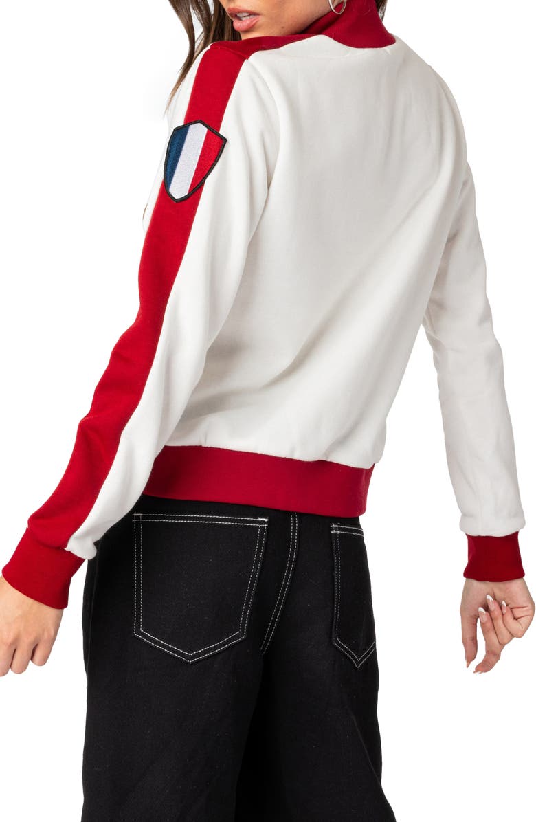 EDIKTED France Zip Cotton Blend Fleece Jacket, Alternate, color, 