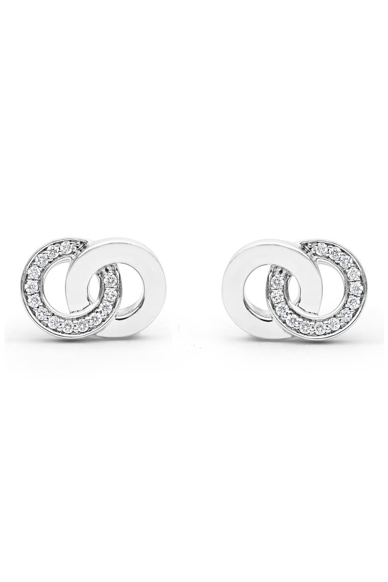 Signature Interlocking Diamond Stud Earrings, Alternate, color, SILVER