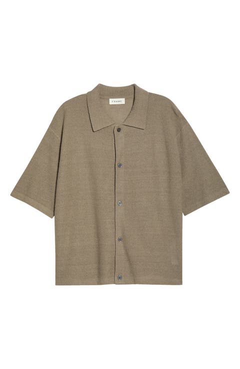 Linen & Silk Blend Button-Up Shirt