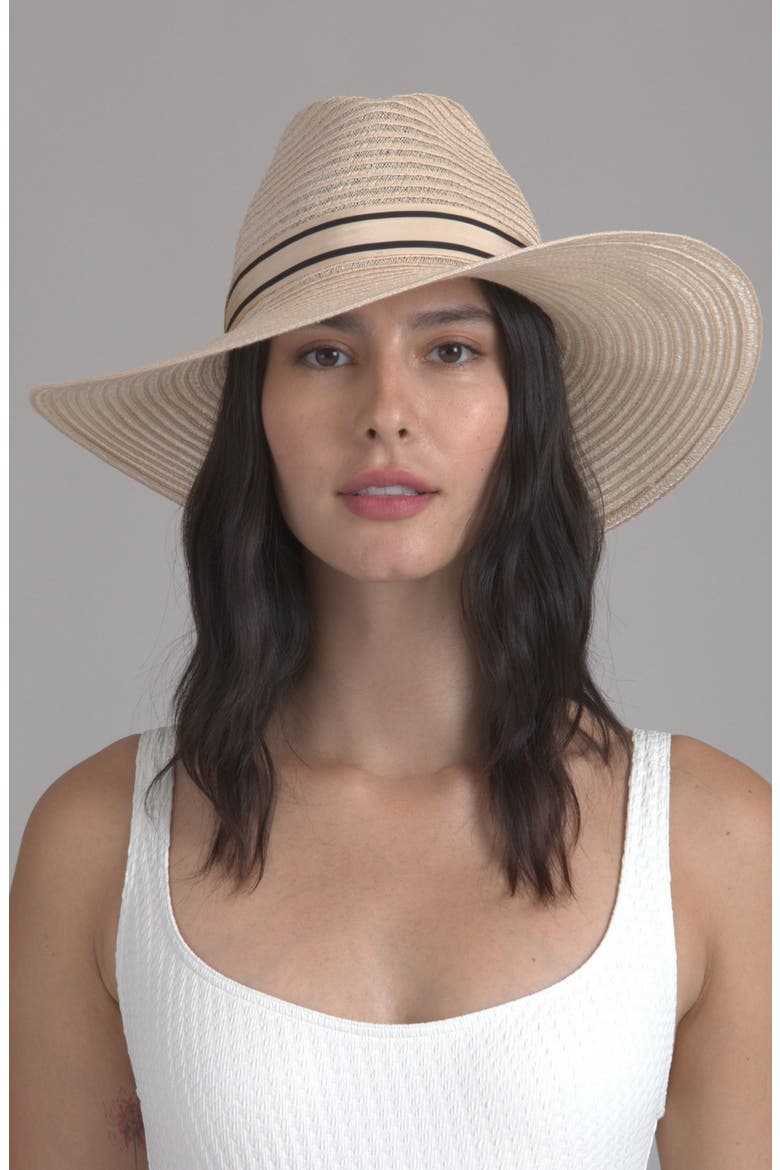 Emmanuelle Wide Brim Packable Straw Fedora, Alternate, color, NATURAL