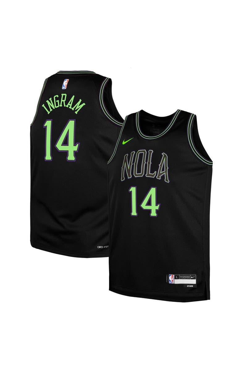 Nike Youth Nike Brandon Ingram Black New Orleans Pelicans  Swingman Replica Jersey - City Edition, Main, color, 