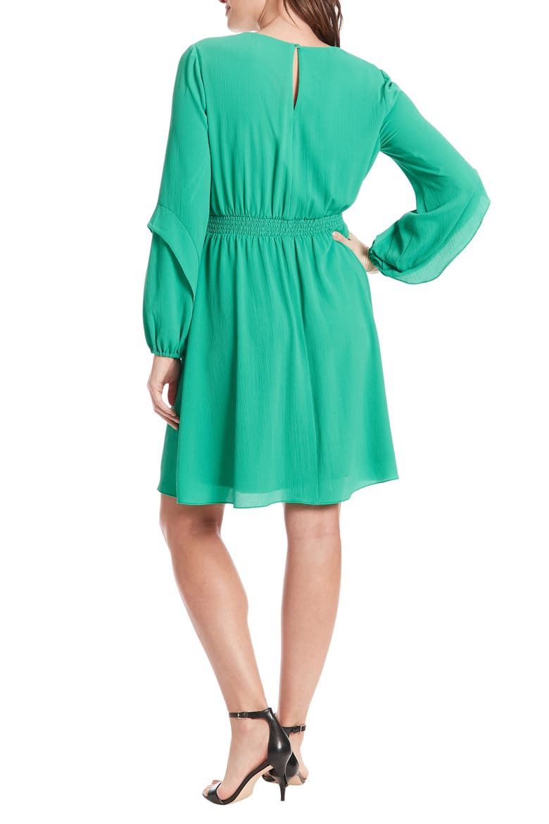 V-Neck Long Sleeve Minidress, Alternate, color, GREEN