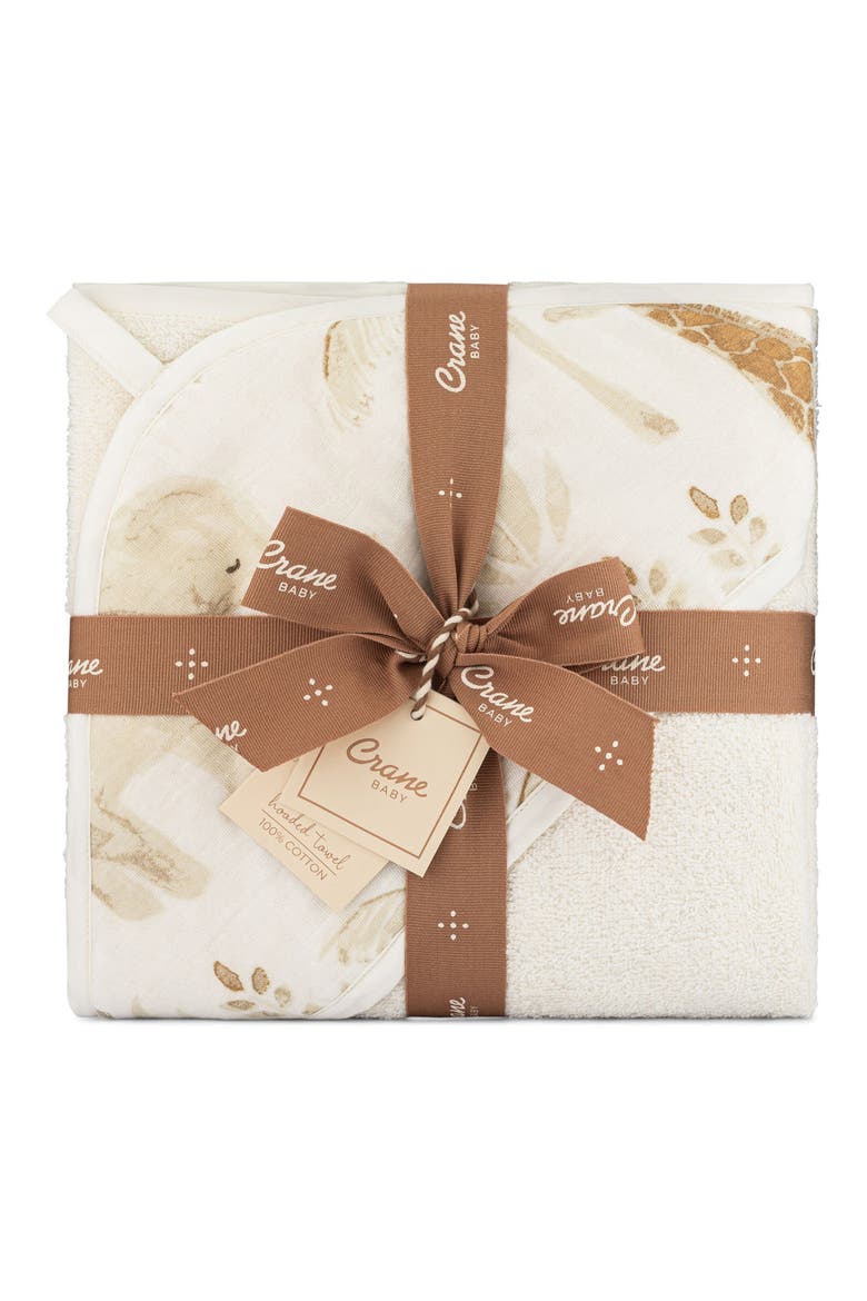 Hooded Cotton Baby Towel, Alternate, color, BROWN/ WHITE