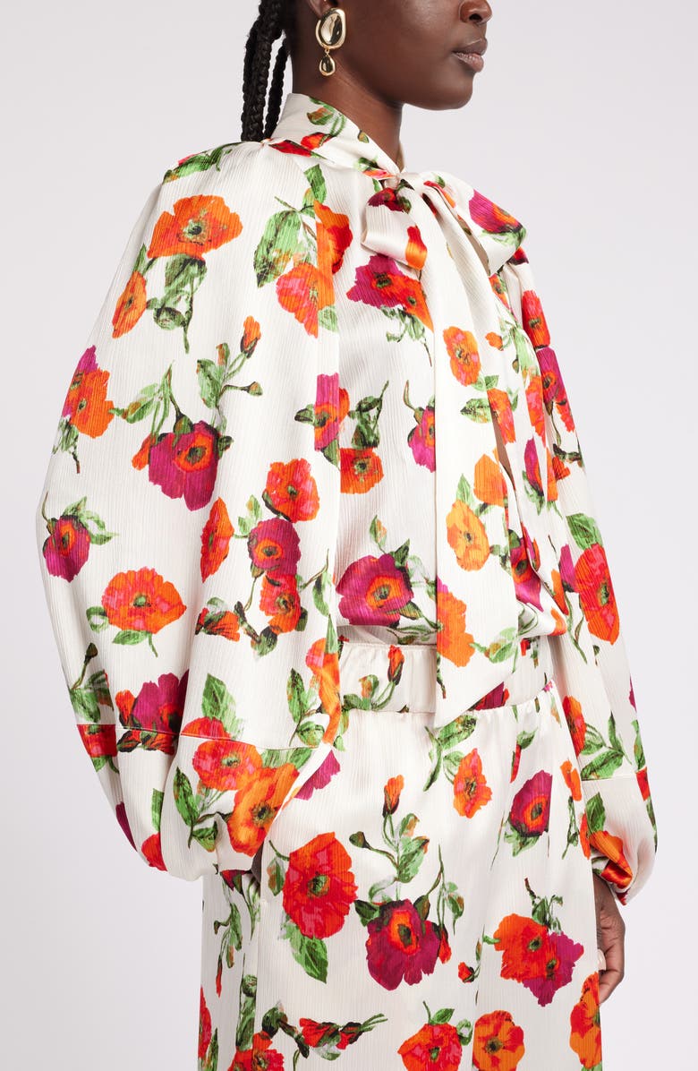 Nordstrom x Harlem's Fashion Row Harbison Romantic Floral Tie Neck Top, Alternate, color, 