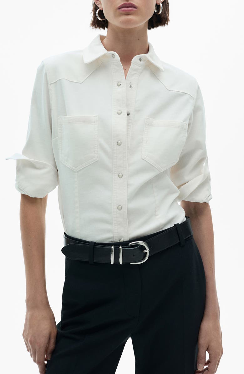 MANGO Stretch Corduroy Overshirt, Main, color,