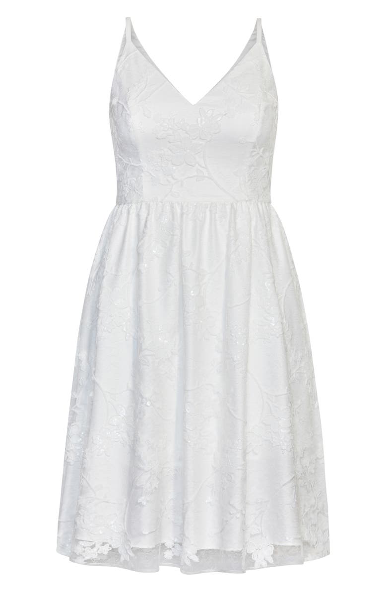 City Chic Sequin Flower Fit & Flare Dress, Alternate, color, 